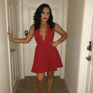 Red V-Neck Dress